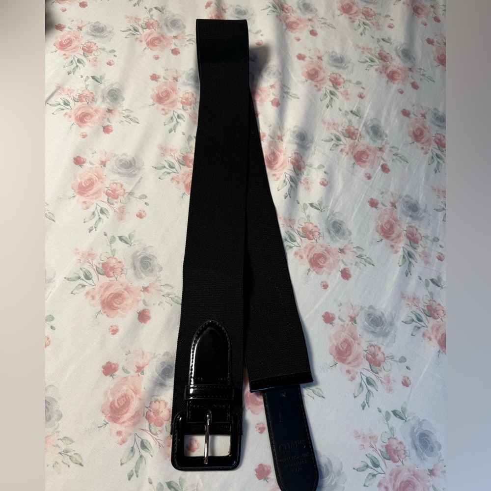 Chaps Wide Stretch Waist Belt Black Patent Buckle L/XL 38"